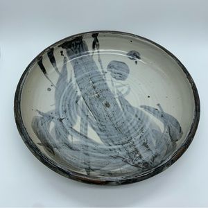 Art Pottery Blue Grey Decorative Bowl Signed RKS